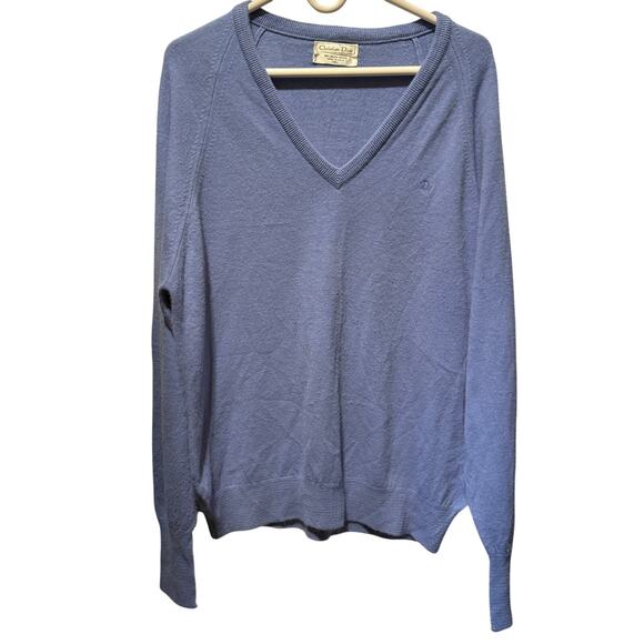 VTG Christian Dior V-neck Long Sleeve Pullover Sweater Size XL - Picture 1 of 10